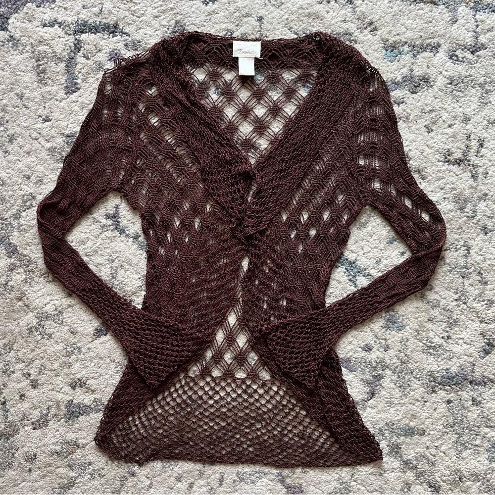 Vintage Brown Crochet Cardigan